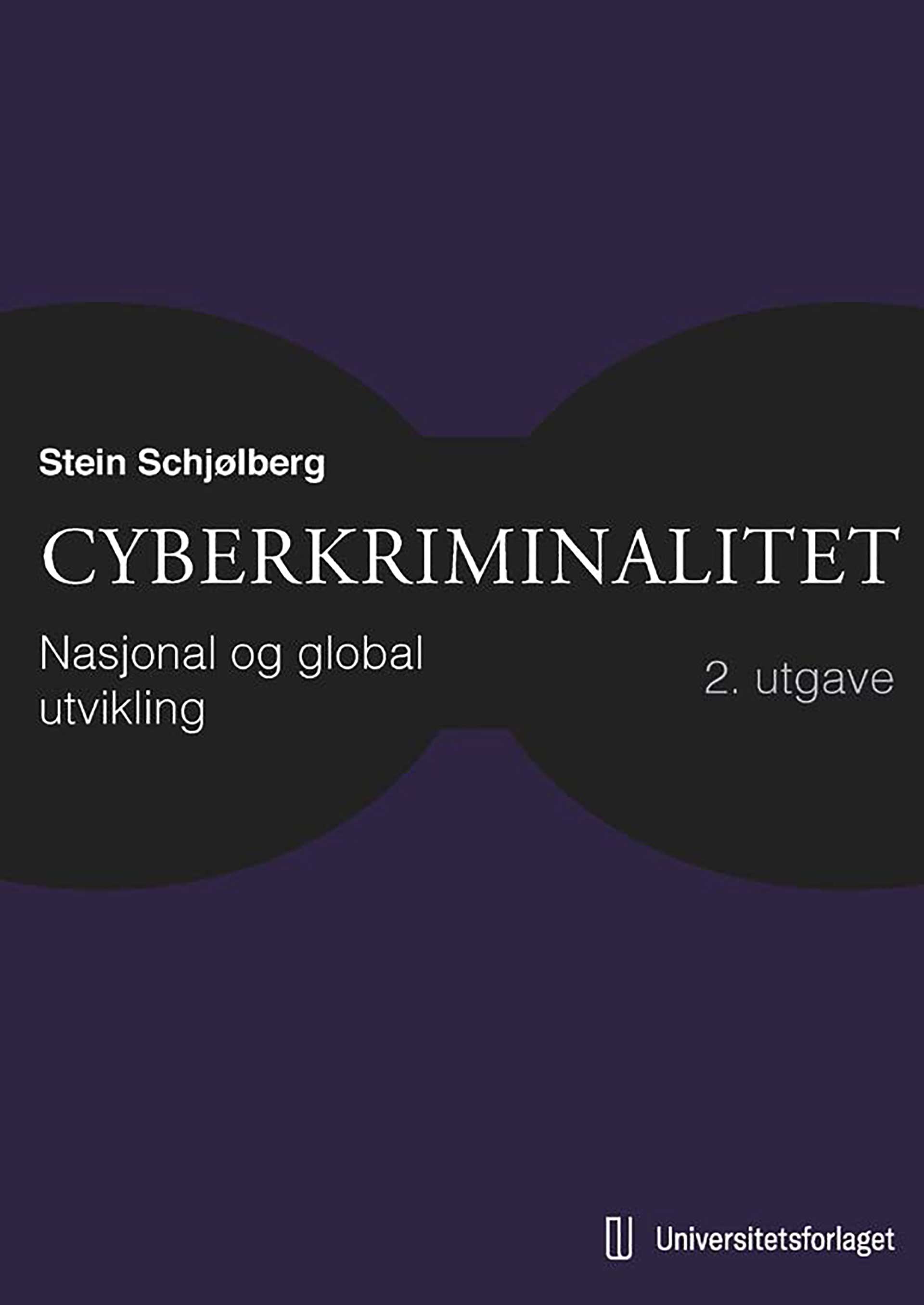 Et bokomslag i mørk lilla med tittel og undertittel på en svart sløyfe, digital illustrasjon.